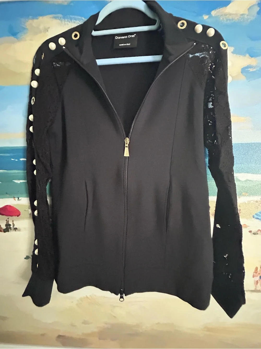 Daniel Drei Italian Black Zip-Front track Jacket